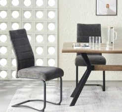 Home affaire Esszimmerstuhl »PICTOU, 2er Set, mit Metallgestell in matt schwarz« (Set) 2 Stk.in verschiedenen Farben, Belsatbarkeit pro Stuhl 120 kg, mit Armlehne