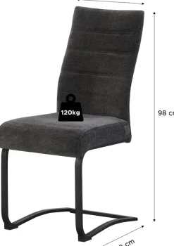Home affaire Esszimmerstuhl »PICTOU, 2er Set, mit Metallgestell in matt schwarz« (Set) 2 Stk.in verschiedenen Farben, Belsatbarkeit pro Stuhl 120 kg, mit Armlehne