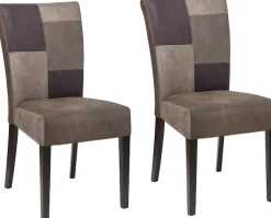 Home affaire Esszimmerstuhl »Queen« (Set) 2 Stk.Beingestell aus Massivholz,Patchwork Bezug im Landhaus Stil