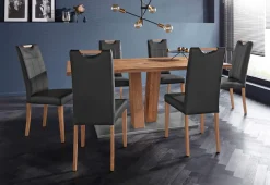 Home affaire Esszimmerstuhl »Roberta« (Set) 2 Stk.mit Bezug aus Echtleder und Gestell aus Eiche Massivholz