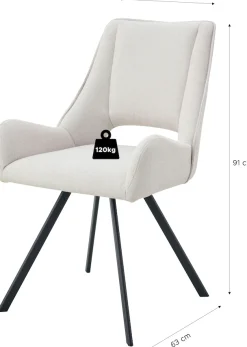 Home affaire Esszimmerstuhl »AIRDRIE, 2er Set, mit Metallgestell in matt schwarz« (Set) 2 Stk.in verschiedenen Farben, Belsatbarkeit pro Stuhl 120 kg, mit Griffloch