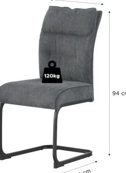 Home affaire Esszimmerstuhl »BARRIE, 2er Set, mit Metallgestell in matt schwarz« (Set) 2 Stk.in verschiedenen Farben, Belsatbarkeit pro Stuhl 120 kg, mit Armlehne