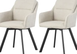 Home affaire Esszimmerstuhl »NEEPAWA, 2er Set, mit Metallgestell in matt schwarz« (Set) 2 Stk.in verschiedenen Farben, Belsatbarkeit pro Stuhl 120 kg, mit Armlehne