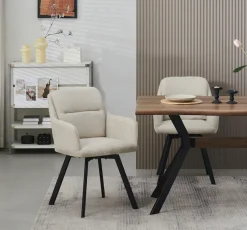 Home affaire Esszimmerstuhl »NEEPAWA, 2er Set, mit Metallgestell in matt schwarz« (Set) 2 Stk.in verschiedenen Farben, Belsatbarkeit pro Stuhl 120 kg, mit Armlehne