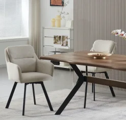 Home affaire Esszimmerstuhl »NEEPAWA, 2er Set, mit Metallgestell in matt schwarz« (Set) 2 Stk.in verschiedenen Farben, Belsatbarkeit pro Stuhl 120 kg, mit Armlehne