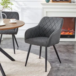 Home affaire Esszimmerstuhl »SUDBURRY, 2er Set, mit Metallgestell in matt schwarz« (Set) 2 Stk.in verschiedenen Farben, Belsatbarkeit pro Stuhl 120 kg, mit Griffloch
