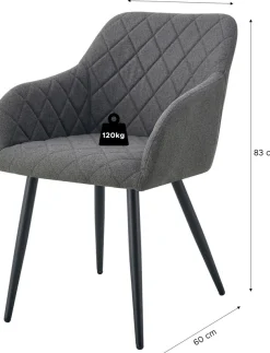 Home affaire Esszimmerstuhl »SUDBURRY, 2er Set, mit Metallgestell in matt schwarz« (Set) 2 Stk.in verschiedenen Farben, Belsatbarkeit pro Stuhl 120 kg, mit Griffloch