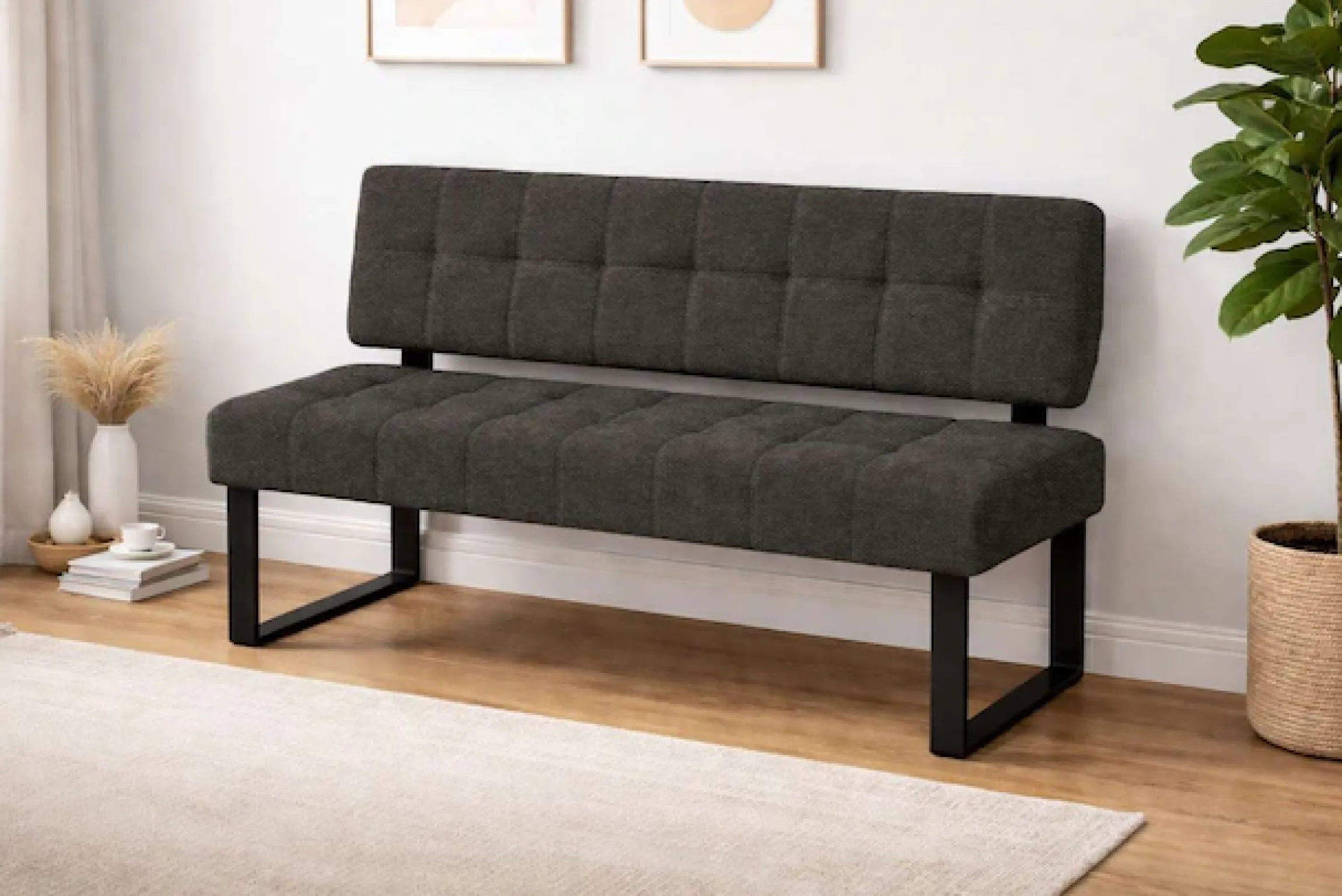 Home affaire Esszimmerstuhl »Mia Essstuhl, Wohnstuhl, Polsterstuhl, 4-Fußstuhl« (Set) 2 Stk.mit schwarz pulverbeschichteten Metallbeinen, gepolstert, modern