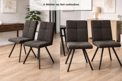 Home affaire Esszimmerstuhl »Mia Essstuhl, Wohnstuhl, Polsterstuhl, 4-Fußstuhl« (Set) 2 Stk.mit schwarz pulverbeschichteten Metallbeinen, gepolstert, modern
