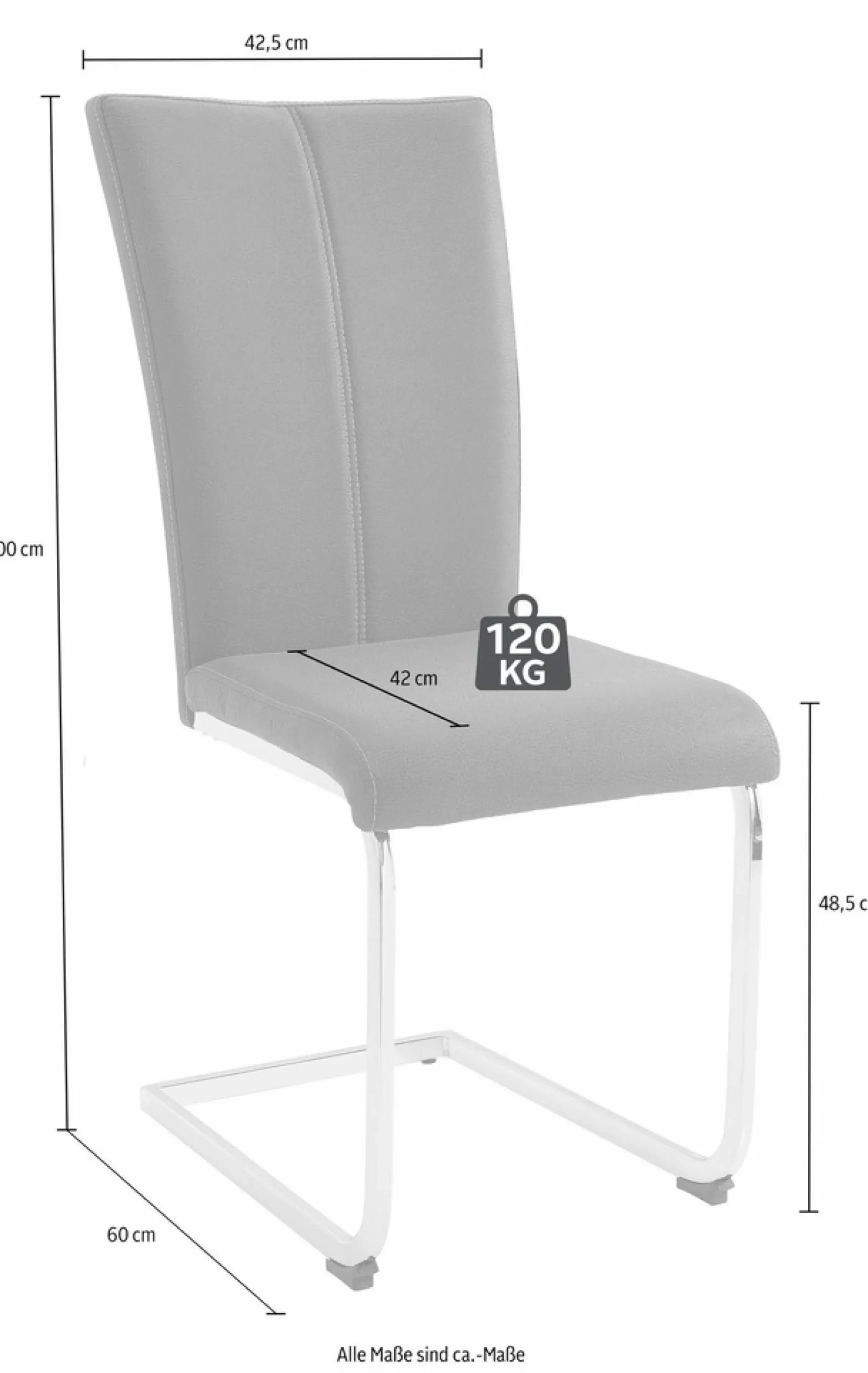 Home affaire Freischwinger »Nils« (Set) 2 Stk.Stuhl belastbar bis 120 Kg, Gestell Metall im Chrom-Look oder Schwarz