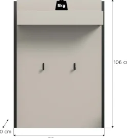 Home affaire Garderobenpaneel »RAK, Breite 75 cm, 2 Garderobenhaken, 1 Kleiderstange, 1 Ablageboden« Flurgarderobe, Paneel, Wandgarderobe, Wandpaneel, Garderobe