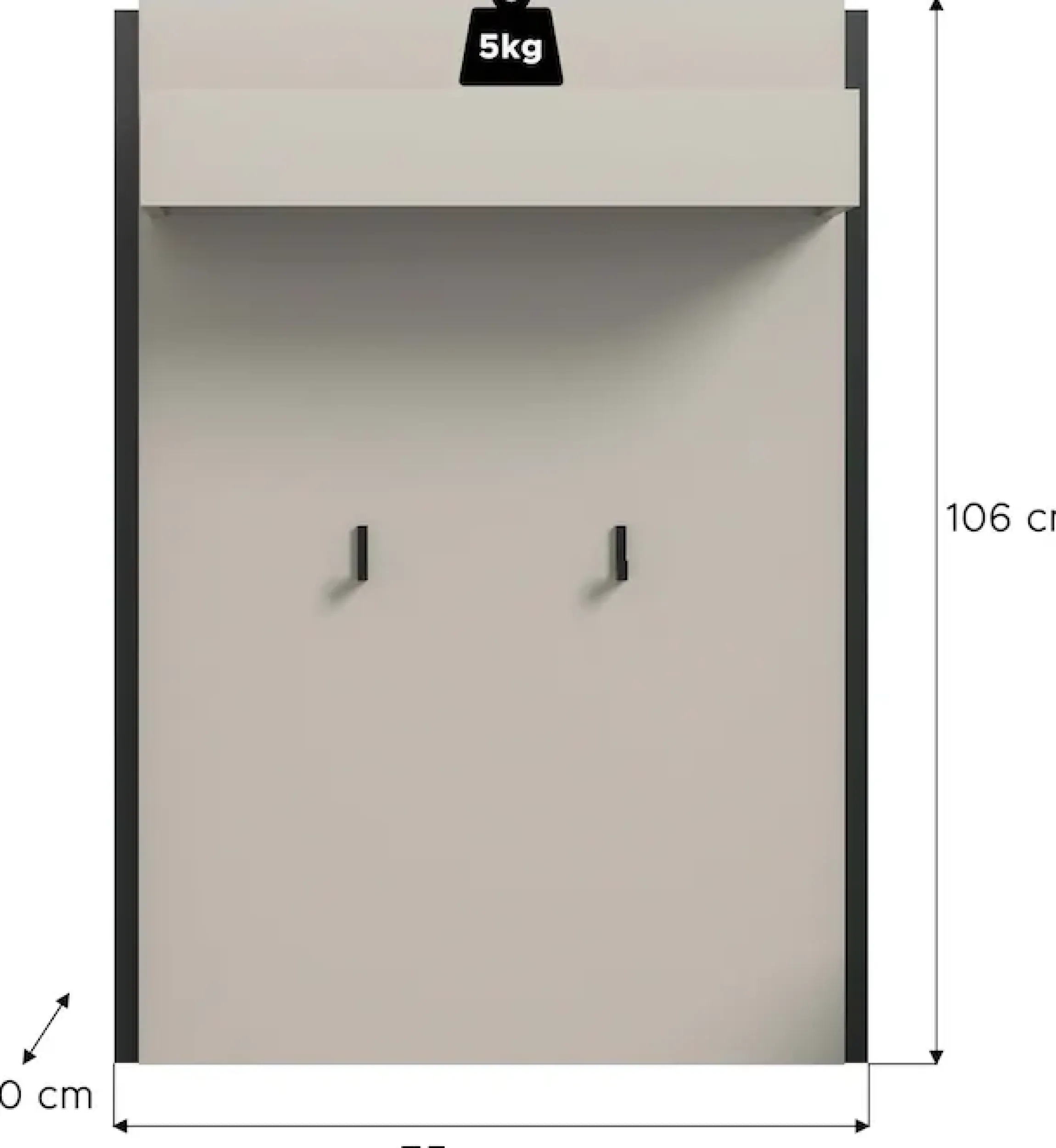 Home affaire Garderobenpaneel »RAK, Breite 75 cm, 2 Garderobenhaken, 1 Kleiderstange, 1 Ablageboden« Flurgarderobe, Paneel, Wandgarderobe, Wandpaneel, Garderobe