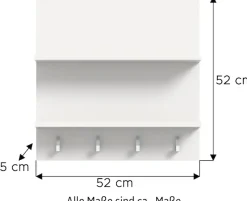 Home affaire Garderobenpaneel »Trondheim Paneel, Breite 52 cm« 1 Stk. tlg. 2 Ablageböden, 4 Haken, Garderoben, Flur, Diele