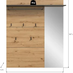 Home affaire Garderobenpaneel »REHAT, TOPSELLER!, Breite 120 cm, Hutablage, 5 Haken, Garderobenstange« in verschiedenen Ausführungen,Paneel, Wandboard, Garderobe, Garderobenleiste, Garderobenboard