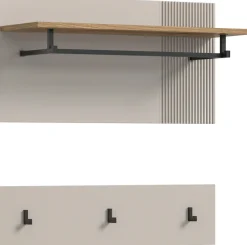 Home affaire Garderobenpaneel »EDIL, Breite 80cm, 2-teilig, Hakenleiste & Paneel« moderne Farbkombination, Haken aus Metall,Paneel, Garderobe, Wandboard, Ablage, Wandpaneel