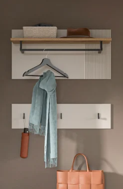 Home affaire Garderobenpaneel »EDIL, Breite 80cm, 2-teilig, Hakenleiste & Paneel« moderne Farbkombination, Haken aus Metall,Paneel, Garderobe, Wandboard, Ablage, Wandpaneel