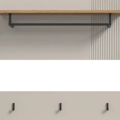 Home affaire Garderobenpaneel »EDIL, Breite 80cm, 2-teilig, Hakenleiste & Paneel« moderne Farbkombination, Haken aus Metall,Paneel, Garderobe, Wandboard, Ablage, Wandpaneel