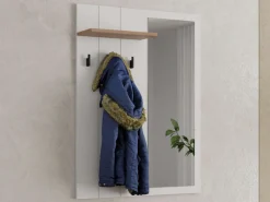 Home affaire Garderobenpaneel »Bedford, Wandregal Wandpaneel, Wandgarderobe praktisch & stillvoll« mit 3 Kleiderhaken, Spiegel und Ablage für Accessoires, Breite 76,5 cm
