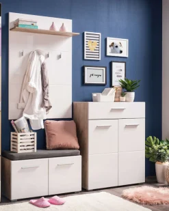 Home affaire Garderobenpaneel »Beny, Wandregal Wandpaneel, Wandgarderobe praktisch & stillvoll« Hochglanz, mit 4 Kleiderhaken und Ablage für Accessoires, Breite 76 cm