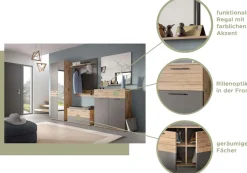 Home affaire Garderobenpaneel »Riga, Höhe 117 cm, mit Hutablage, Kleiderstange, 3 Haken« Wandpaneel, Paneel, Wandhaken, Wandboard