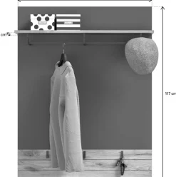 Home affaire Garderobenpaneel »Riga, Höhe 117 cm, mit Hutablage, Kleiderstange, 3 Haken« Wandpaneel, Paneel, Wandhaken, Wandboard