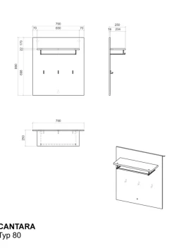 Home affaire Garderobenpaneel »Cantara, Wandregal, Flurgarderobe mit Hutablage, Kleiderstange & Haken« vielseitig einsetzbar, in zwei Farben verfügbar, 79 cm breit