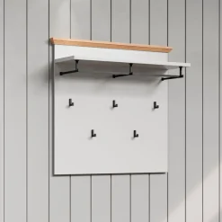 Home affaire Garderobenpaneel »Herzwill« 1 Stk. tlg. Wandpaneel, Maße B/H/T ca.: 91/49/41 cm in hellgrau und Eiche NB