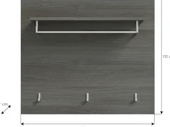 Home affaire Garderobenpaneel »Rumba, Breite 80cm, 3 Haken, 1 Kleiderstange, 1 Ablageboden« Garderobe, Paneel, Wandpaneel, Flurmöbel