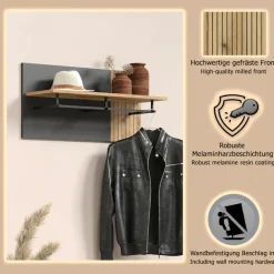 Home affaire Garderobenpaneel »Estepona« 1 Stk. tlg. Wandpaneel mit Hutablage und Kleiderstange - (B/T/H) 80/28/40 cm