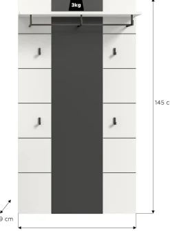 Home affaire Garderobenpaneel »REHAT, TOPSELLER!, Höhe 145 cm, Hutablage, 4 Haken, Garderobenstange« in verschiedenen Farben erhältlich, 1 Stk. tlg. Paneel, Wandboard, Garderobe, Garderobenleiste, Garderobenboard