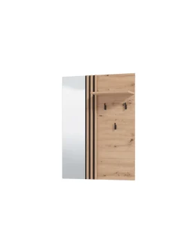 Home affaire Garderobenpaneel »LAVAL, Wandregal Wandpaneel, Wandgarderobe praktisch & stillvoll« mit 3 Kleiderhaken, Spiegel und Ablage für Accessoires, Breite 76 cm