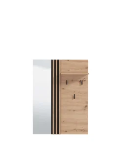 Home affaire Garderobenpaneel »LAVAL, Wandregal Wandpaneel, Wandgarderobe praktisch & stillvoll« mit 3 Kleiderhaken, Spiegel und Ablage für Accessoires, Breite 76 cm