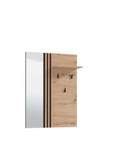 Home affaire Garderobenpaneel »LAVAL, Wandregal Wandpaneel, Wandgarderobe praktisch & stillvoll« mit 3 Kleiderhaken, Spiegel und Ablage für Accessoires, Breite 76 cm