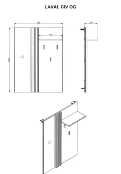 Home affaire Garderobenpaneel »LAVAL, Wandregal Wandpaneel, Wandgarderobe praktisch & stillvoll« mit 3 Kleiderhaken, Spiegel und Ablage für Accessoires, Breite 76 cm