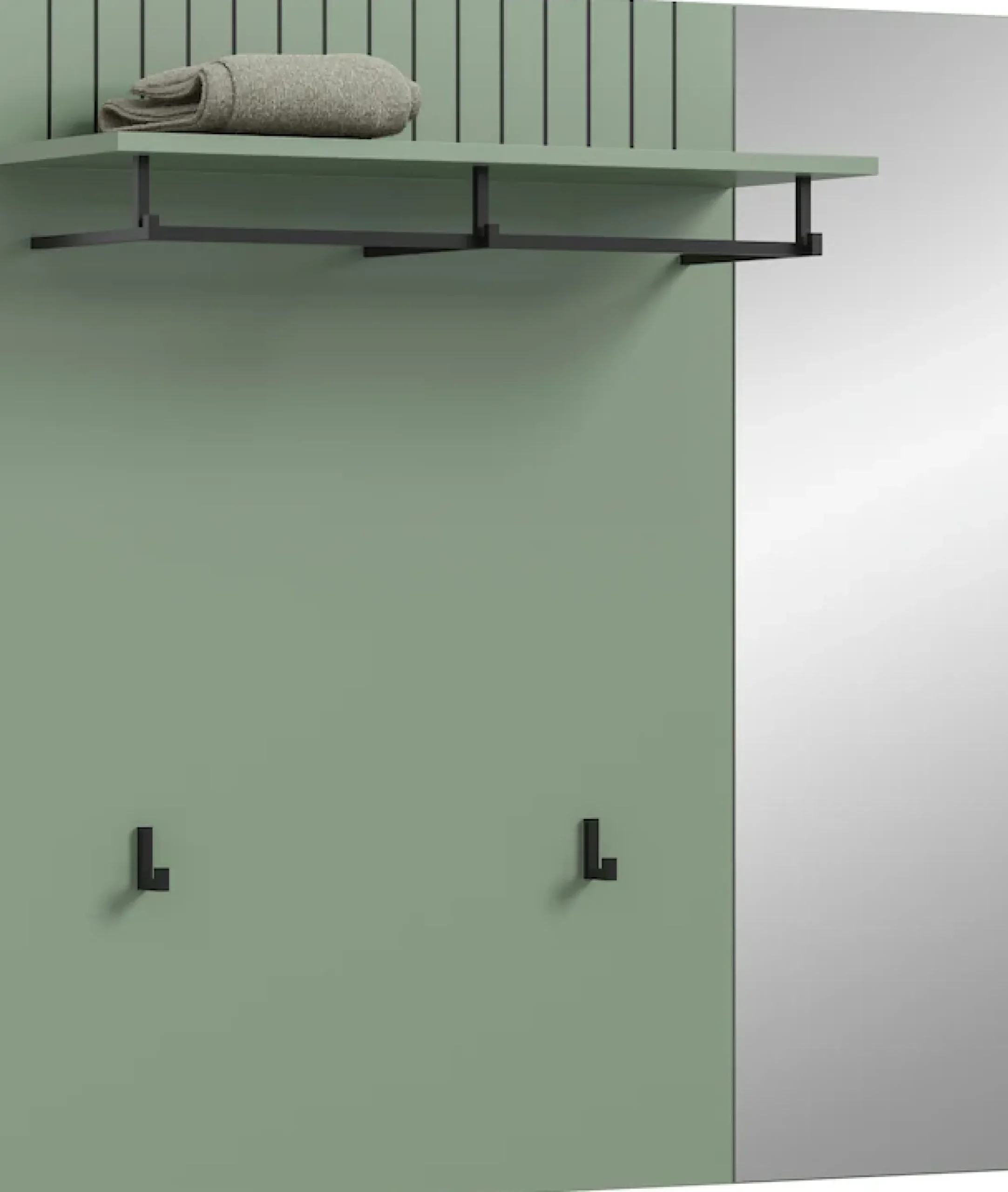 Home affaire Garderobenpaneel »TATIO, Rillenfräsung, 1 Spiegel, 1 Ablageboden, 2 Haken, Kleiderstange« 1 Stk. tlg. Garderobenpaneel mit Spiegel, Garderobe, Flur, Diele