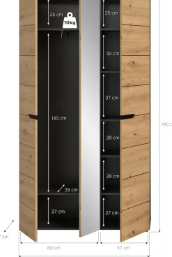 Home affaire Garderobenschrank »REHAT, TOPSELLER!, Breite 105cm, mit Spiegeltür, viel Stauraum« Platz für ca. 23 Paar Schuhe,Garderobe, Flurschrank, Dielenschrank, Kleiderschrank, Garderobenmöbel