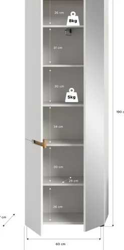 Home affaire Garderobenschrank »REHAT, TOPSELLER!, Höhe 190cm, 2 Türen, 6 Fächer, 1 Kleiderstange« in verschiedenen Farben erhältlich, 1 Stk. tlg. Garderobe, Flurschrank, Dielenschrank, Kleiderschrank, Garderobenmöbel