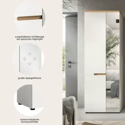 Home affaire Garderobenschrank »REHAT, TOPSELLER!, Höhe 190cm, 2 Türen, 6 Fächer, 1 Kleiderstange« in verschiedenen Farben erhältlich, 1 Stk. tlg. Garderobe, Flurschrank, Dielenschrank, Kleiderschrank, Garderobenmöbel