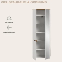 Home affaire Garderobenschrank »REHAT, TOPSELLER!, Höhe 190cm, 2 Türen, 6 Fächer, 1 Kleiderstange« in verschiedenen Farben erhältlich, 1 Stk. tlg. Garderobe, Flurschrank, Dielenschrank, Kleiderschrank, Garderobenmöbel