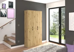 Home affaire Garderobenschrank »TRONDHEIM, Höhe 193 cm, 4 Türen, 9 Fächer, 7 Einlegeböden« inkl. ausziehbarer Kleiderstange, in verschiedenen Farben erhältlich,Schrank, Hochschramk, Mehrzweckschrank, Universalschrank, Flur, Diele