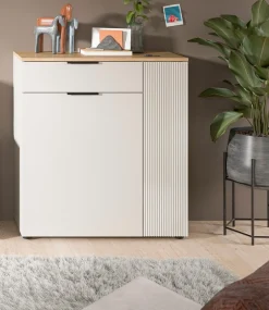 Home affaire Garderobenschrank »EDIL, Höhe 88cm, 2 Türen, 1 Schubkasten, 3 Fächer« moderne Farbkombination, Platz für ca. 6 Paar Schuhe,Kommode, Schuhschrank, Schuhkommode, Sideboard, Anrichte