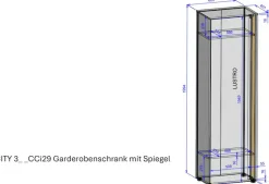 Home affaire Garderobenschrank »GiRON/CiTY, moderner Garderobenschrank, Kleiderschrank mit Stauraum« Spiegeltür, Teleskopauszug, Tür beidseitig montierbar, 60 cm breit