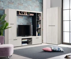 Home affaire Garderobenschrank »Lorca Drehtürenschrank, Dielenschrank , Flurschrank, Mehrzweckschrank« Modernes Design in Eiche-Optik mit ABS-Kanten, 2-türig