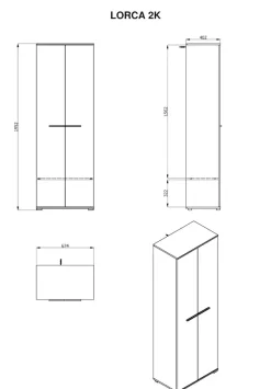 Home affaire Garderobenschrank »Lorca Drehtürenschrank, Dielenschrank , Flurschrank, Mehrzweckschrank« Modernes Design in Eiche-Optik mit ABS-Kanten, 2-türig