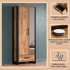 Home affaire Garderobenschrank »Elda« 1 Stk. tlg. Schrank mit ausziehbarer Kleiderstange, 2 Türen – (B/T/H) 73/39/195 cm