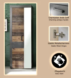 Home affaire Garderobenschrank »Ilana« Garderobenschrank mit 2 Türen - (B/T/H) 65/34/192 cm