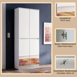 Home affaire Garderobenschrank »Malcesine« Garderobenschrank mit 4 Türen - (B/T/H) 74/34/191 cm