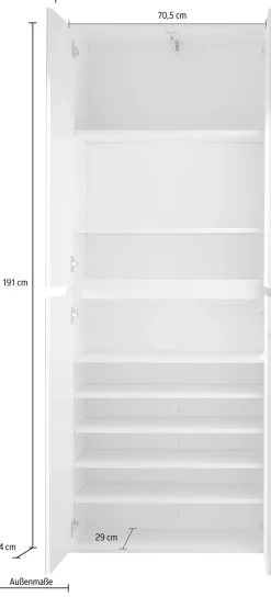 Home affaire Garderobenschrank »Malcesine« Garderobenschrank mit 4 Türen - (B/T/H) 74/34/191 cm