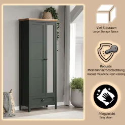 Home affaire Garderobenschrank »Vienna« 1 Stk. tlg. Garderobenschrank, 2 Türen, 1 Schubkasten & Vollauszug 77/39/198 cm