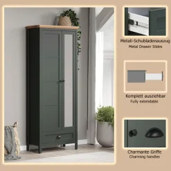 Home affaire Garderobenschrank »Vienna« 1 Stk. tlg. Garderobenschrank, 2 Türen, 1 Schubkasten & Vollauszug 77/39/198 cm